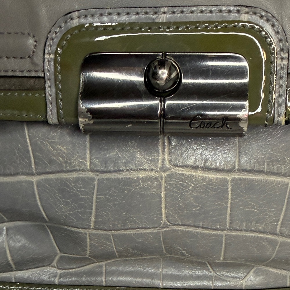 Coach Two-Tone Gray and Olive Shoulder Bag Kristen elevated shoulder - Picture 3 of 8